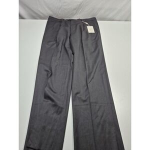 Manzini Dress Pants Mens 44x36 Gray Super 120s Wool Pleated Straight Italy NWT